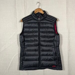 GoLite Womens Black Quilted Puffer Vest Full Zip Red Lining Large Gorpcore